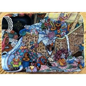 Vintage 1993 House of Fabrics Metal Tin with Mini Sewing Kit Storage Box